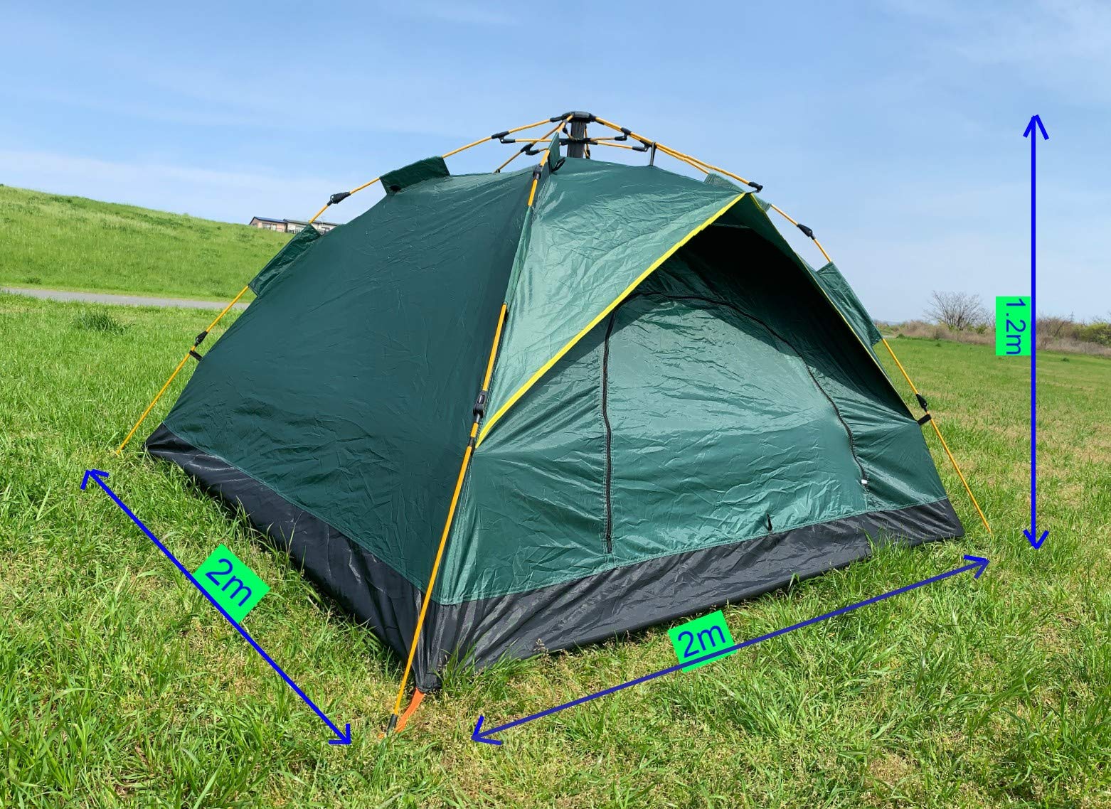 Amazon | ワンタッチテント 3～4人用 200×200×120cm フレーム、シート